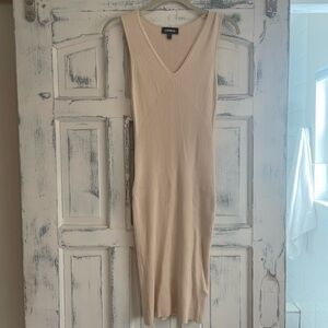 Express Beige Ribbed Knit Dress